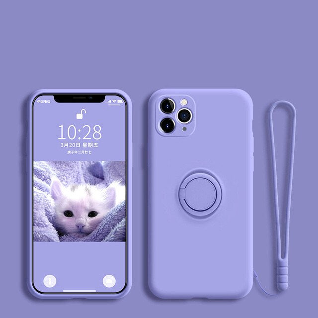 Anymob Xiaomi Redmi Case Purple Stand Ring Holder Strap Liquid Silicon Cover Phone Protection-Mobile Phone Cases-PEROZ Accessories