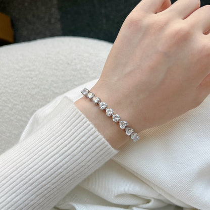 Anyco Bracelet Classic Iced Out Heart Shape Tennis Bracelet Sterling Silver Cz Cubic Zirconia Bracelet 925 Silver Bracelets For Women-Bracelets-PEROZ Accessories