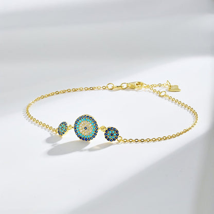 Anyco Bracelet Fashion Jewelry Blue Eyes Shape Chain Pave Sterling Silver Cubic Zirconia Adjustable Bangle Bracelet For Women Girls-Bracelets-PEROZ Accessories