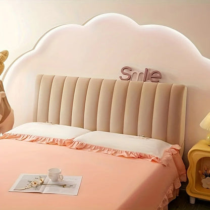 Anyhouz Headboard Cover Khaki Short Plush Super Soft Smooth Quilted Velvet Bed Back Dust Protector Cover 200x70cm-Bed Headboard-PEROZ Accessories