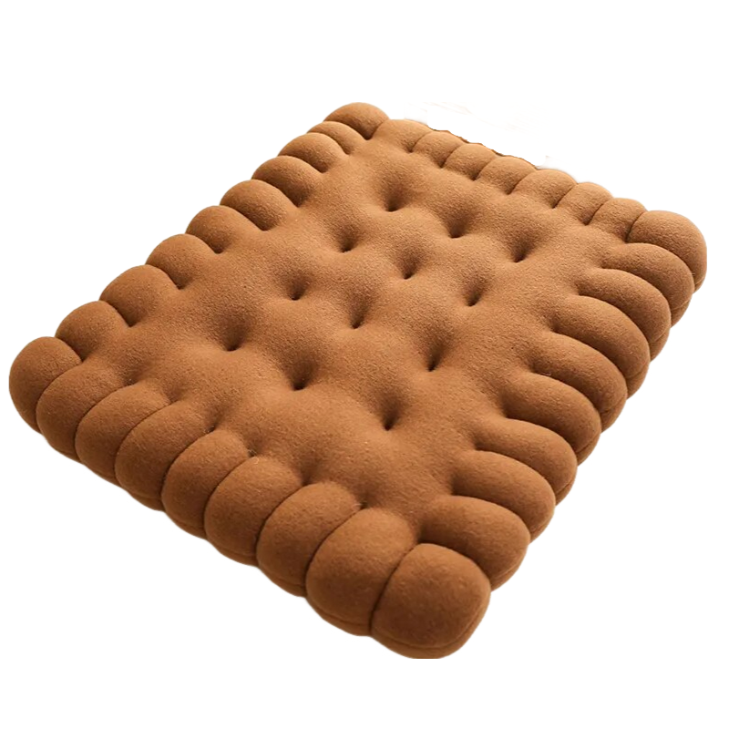 Anyhouz Plush Pillow Dark Brown Square Biscuit Shape Stuffed Soft Pillow Seat Cushion Room Decor-Pillow-PEROZ Accessories