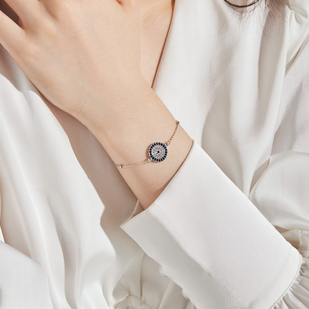 Anyco Bracelet Classical Dainty Adjustable Circle Chain 18K Gold Plated Devil Eye Bangle Bracelet For Women-Bracelets-PEROZ Accessories