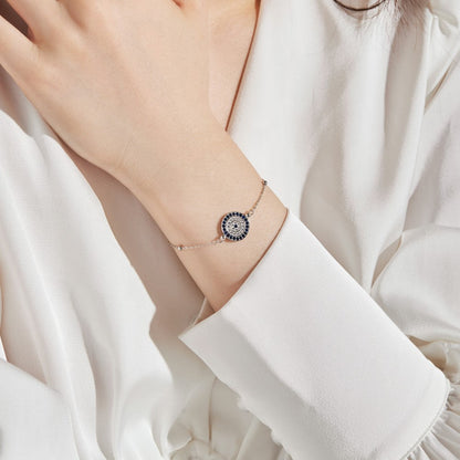 Anyco Bracelet Classical Dainty Adjustable Circle Chain 18K Gold Plated Devil Eye Bangle Bracelet For Women-Bracelets-PEROZ Accessories