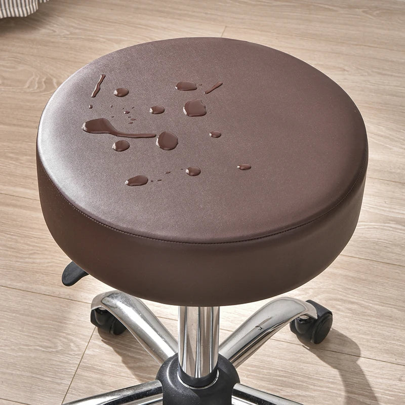 Anyhoux Barstool Cushion Cover Coffee Elastic Bands Slipcover for Swivel Chair Barstool Washable PU Leather Cushion Cover-Chair Cover-PEROZ Accessories