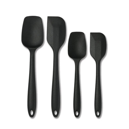Anygleam Silicone Black Seamless Spatula 4 Set Kitchen Accessories Baking Utensil Kit Bread Cake Mixing Tools Cooking Scraper Heat Resistant-Spatula and Shovel-PEROZ Accessories