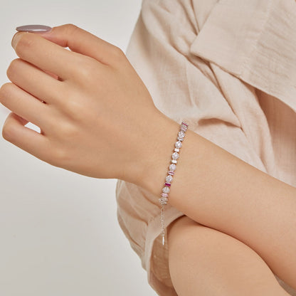 Anyco Bracelet Bohemian Rainbow S925 Sterling Silver Cz Eternity Band Bracelet Iced Out Diamond Tennis Chain Women Men Fine Jewelry-Bracelets-PEROZ Accessories