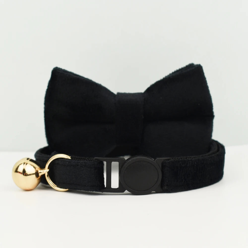 AnyWags Cat Collar Black Bow Large with Safety Buckle, Bell, and Durable Strap Stylish and Comfortable Pet Accessory-Cat Supplies-PEROZ Accessories