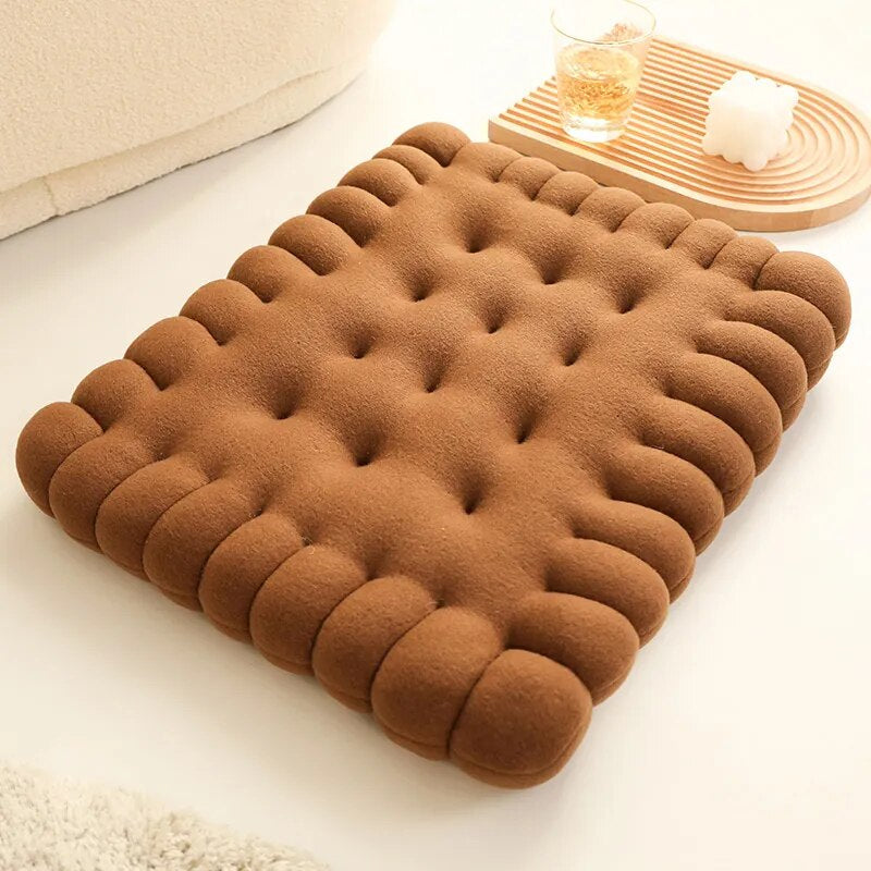 Anyhouz Plush Pillow Dark Brown Square Biscuit Shape Stuffed Soft Pillow Seat Cushion Room Decor-Pillow-PEROZ Accessories
