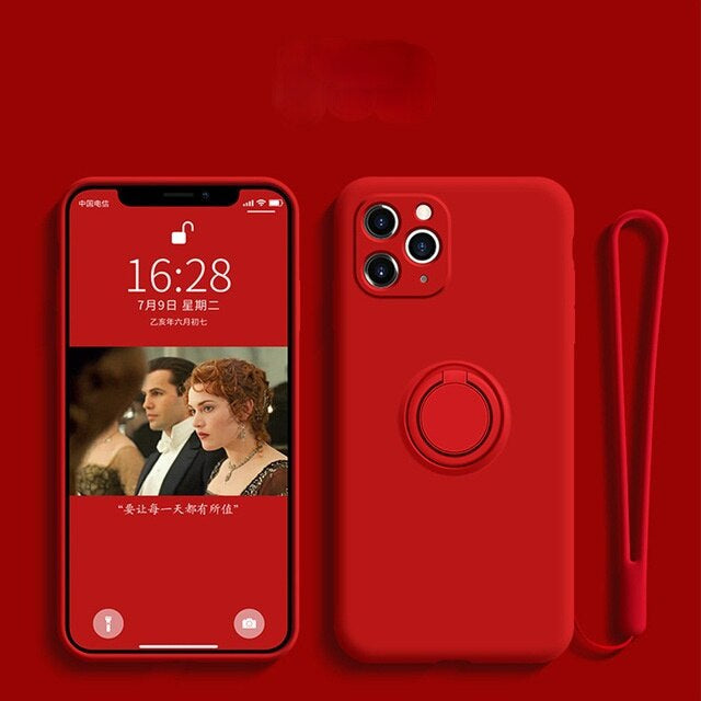 Anymob Samsung Case Red Magnetic Ring Holder Soft Silicone Phone Strap Cover Protection-Mobile Phone Cases-PEROZ Accessories