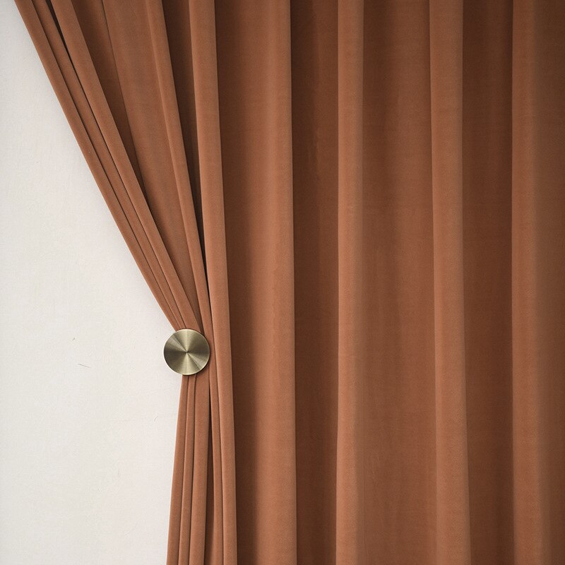 Anyhouz 500cm Mustard High Quality Modern Wool Velvet Blackout Curtains for Living Room Bedroom Dining Luxury Window Drape-Curtains &amp; Drapes-PEROZ Accessories