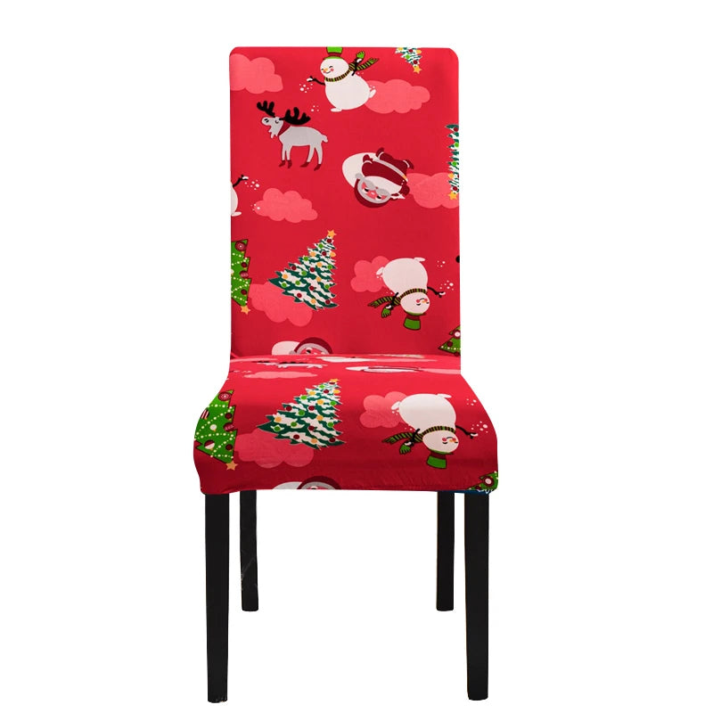 Anyhouz Chair Cover Red Snowman Christmas Holiday Design with Anti-Dirt and Elastic Material for Dining Room Kitchen Wedding Hotel Banquet Restaurant-Chair Cover-PEROZ Accessories