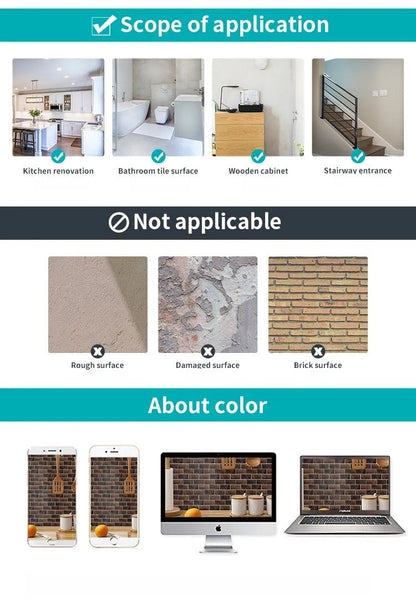 Anyhouz Wallpaper Rustic Brown 6 Pcs Waterproof Self Adhesive Removable 3D DIY Modern Marble Tile Wall Sticker Home Decor-Wallpaper-PEROZ Accessories