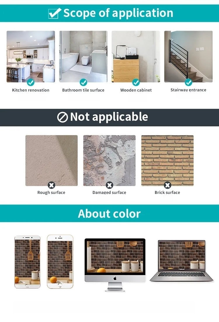 Anyhouz Wallpaper Cream 18 Pcs Waterproof Self Adhesive Removable 3D DIY Modern Marble Tile Wall Sticker Home Decor-Wallpaper-PEROZ Accessories