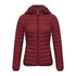Anychic Womens Padded Puffer Jacket 5XL Red Solid Lightweight Warm Outdoor Parka Clothing With Detachable Hood-Coats & Jackets-PEROZ Accessories