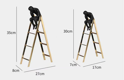 Anyhouz 30cm Man Sitting on a Ladder Tabletop Home Decor Modern Art Living Room Display House Decorative Crafts Metal Ornaments-Tabletop Decor-PEROZ Accessories