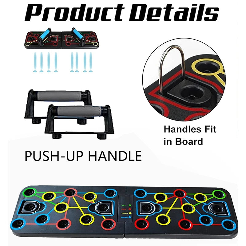 Anyfit Push Up Board With Rope 14 In 1 Push-Up Stands Portable Multifunction Foldable Workout Home Gym Equipment-Exercise &amp; Fitness-PEROZ Accessories
