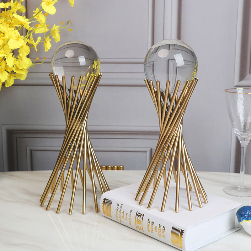 Anyhouz 30cm Crystal Ball Tabletop Home Decor Modern Art Living Room Display House Decorative Crafts Metal Ornaments-Tabletop Decor-PEROZ Accessories
