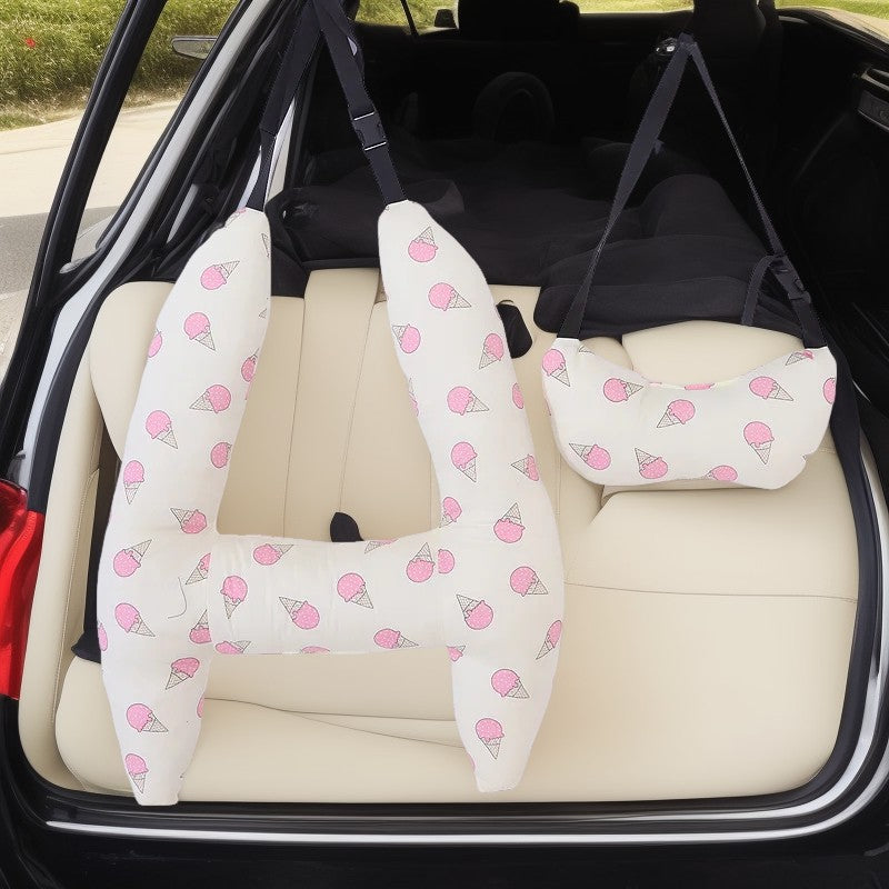 Anypack Car Travel Pillow Pink Ice Cream 1 Set for Kids and Adult Neck Head Support H-Shape Travel Pillow-Neck Pillow-PEROZ Accessories