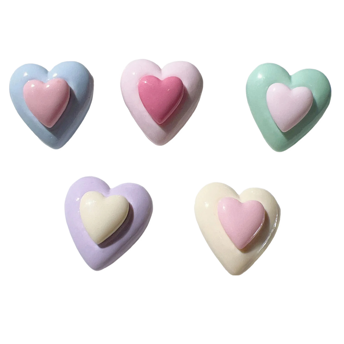 Anykidz Jibbitz Double Love 5pcs Heart Shape Shoe Charm Accessories Jeans Clogs Pendants Designer Ornament for Crocs-Shoe Accessories-PEROZ Accessories