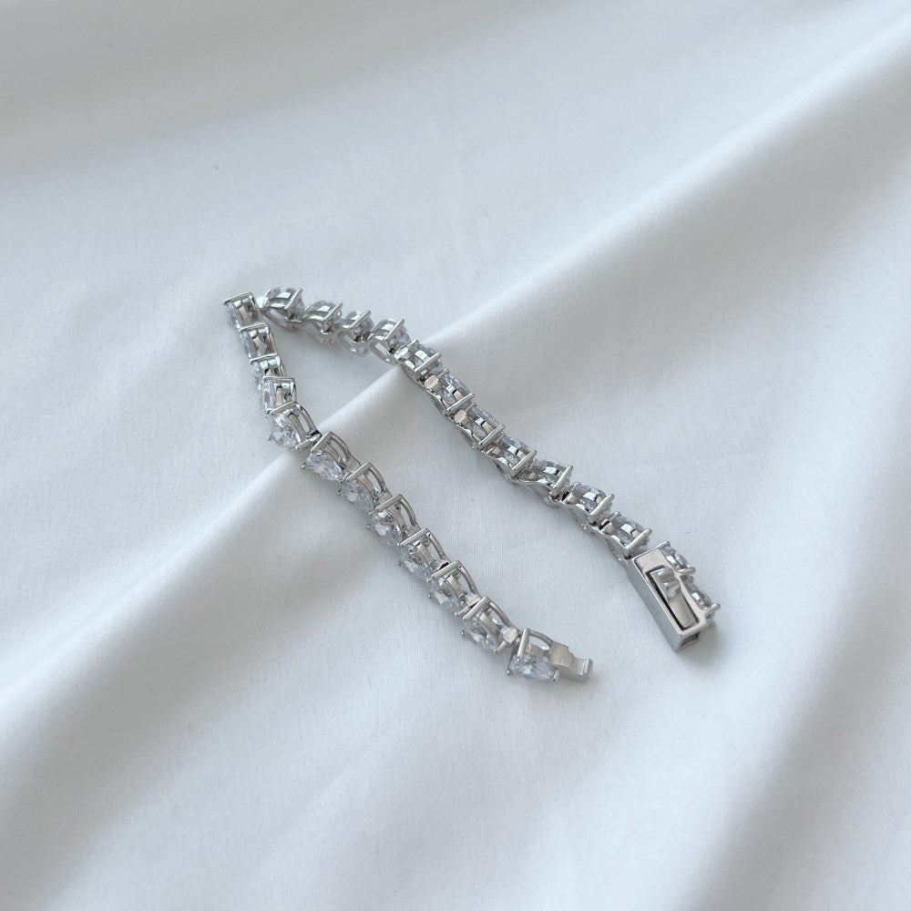 Anyco Bracelet Classic Iced Out Heart Shape Tennis Bracelet Sterling Silver Cz Cubic Zirconia Bracelet 925 Silver Bracelets For Women-Bracelets-PEROZ Accessories