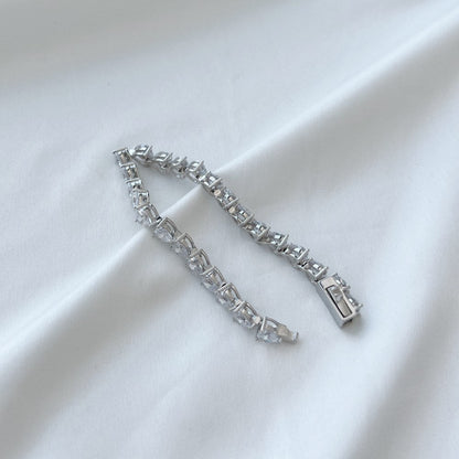 Anyco Bracelet Classic Iced Out Heart Shape Tennis Bracelet Sterling Silver Cz Cubic Zirconia Bracelet 925 Silver Bracelets For Women-Bracelets-PEROZ Accessories