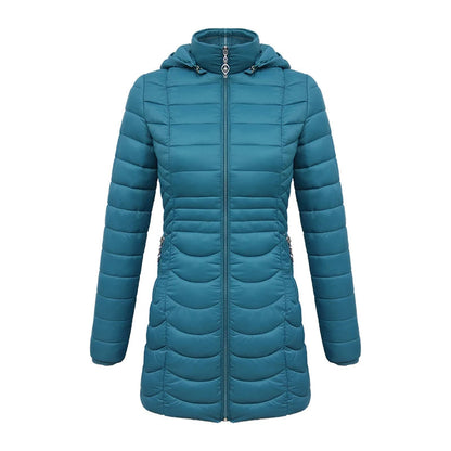 Anychic Womens Padded Puffer Jacket Large Green Ultralightweight Ultralight Coat With Detachable Hood Lightweight Outwear Clothing-Coats &amp; Jackets-PEROZ Accessories