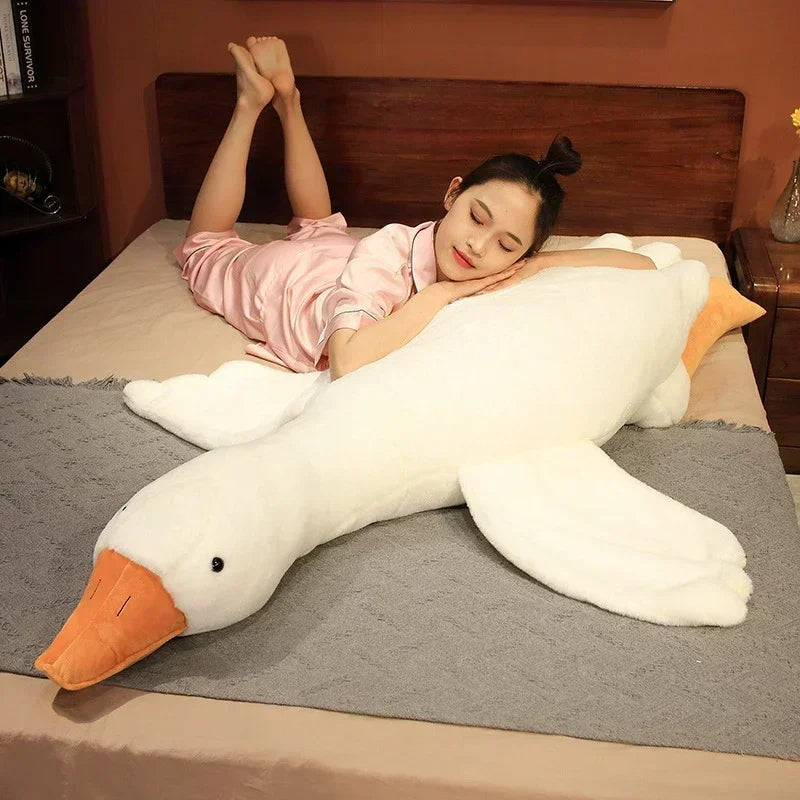 Anyhouz Side Sleep Body Pillow Cute Huge White Goose Stuffed Animal Sleeping Pillow 160CM-Sleeping Pillow-PEROZ Accessories