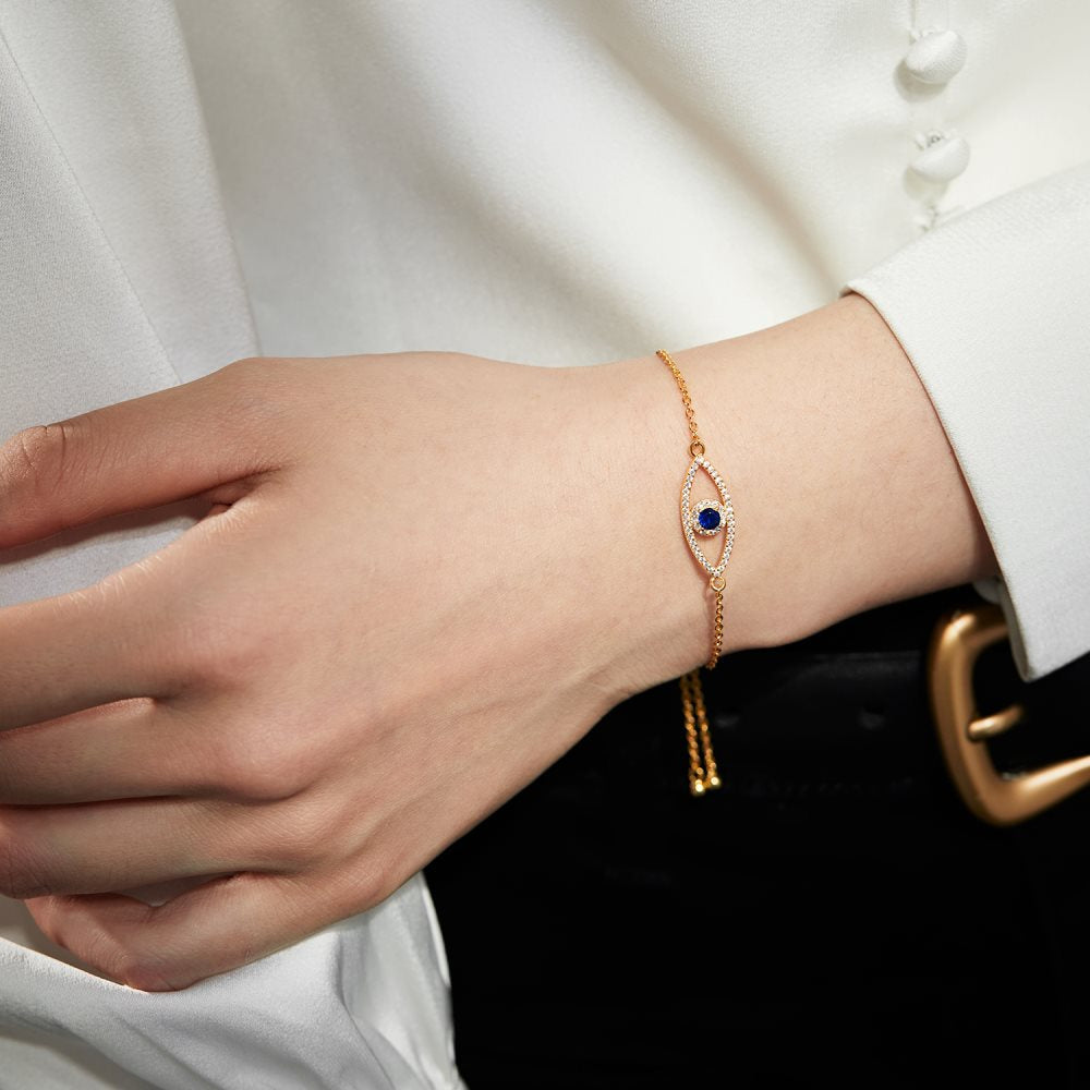 Anyco Bracelet High Quality Charm Eye Sterling Silver Jewelry Cubic Zircon Adjustable Bracelet Women-Bracelets-PEROZ Accessories