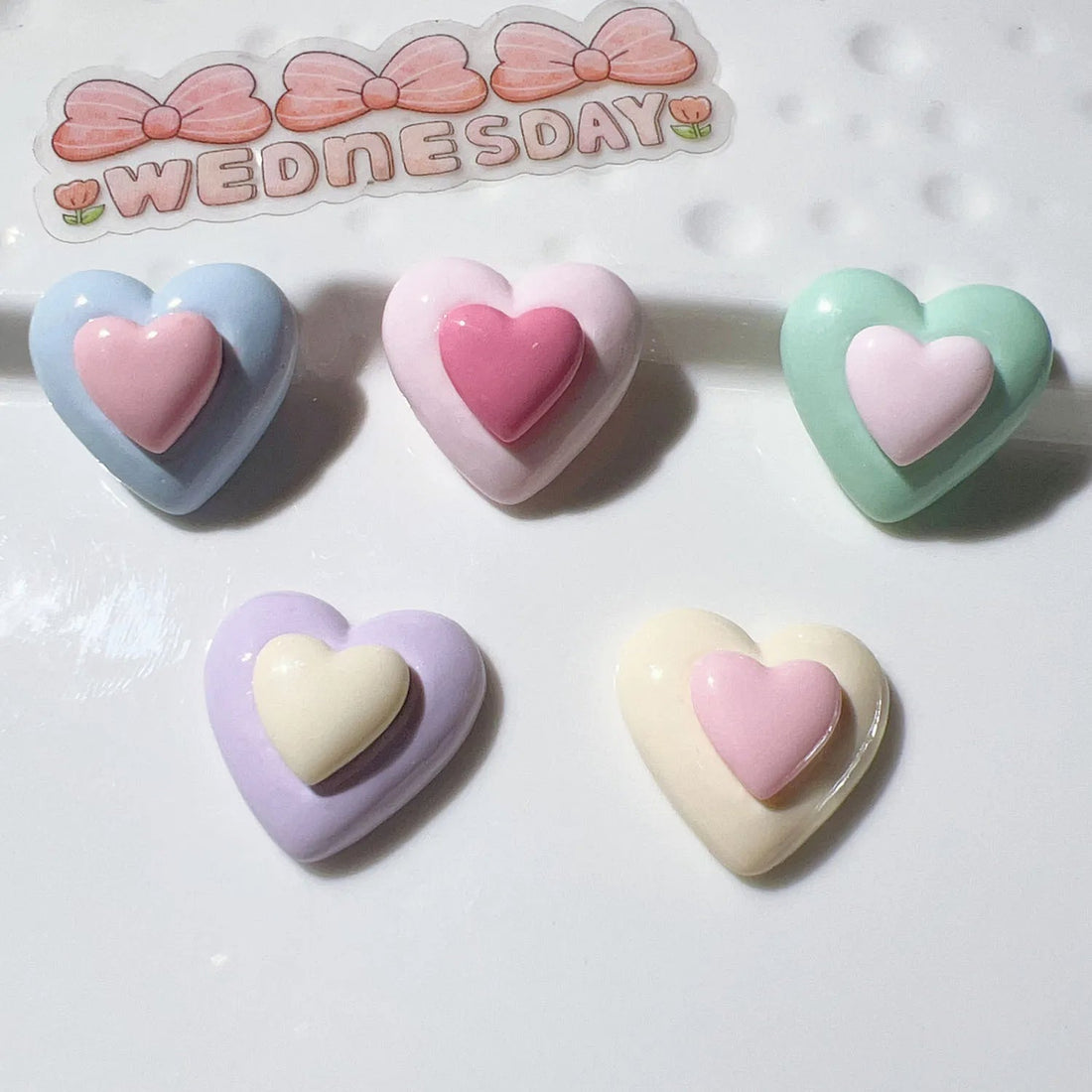 Anykidz Jibbitz Double Love 5pcs Heart Shape Shoe Charm Accessories Jeans Clogs Pendants Designer Ornament for Crocs-Shoe Accessories-PEROZ Accessories