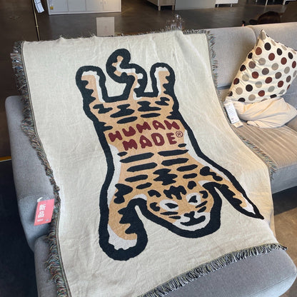 Anyhouz Yellow Blanket Human Made Sofa Thick Outdoor Camping Mat Tiger Pattern Home Decorate Tapestry Nap Blanket-Blankets-PEROZ Accessories