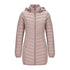 Anychic Womens Padded Puffer Jacket Large Beige Ultralightweight Long Parka With Detachable Hood Outdoor Warm Clothes-Coats & Jackets-PEROZ Accessories