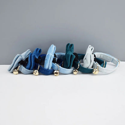 AnyWags Cat Collar Light Blue Bow Large with Safety Buckle, Bell, and Durable Strap Stylish and Comfortable Pet Accessory-Cat Supplies-PEROZ Accessories