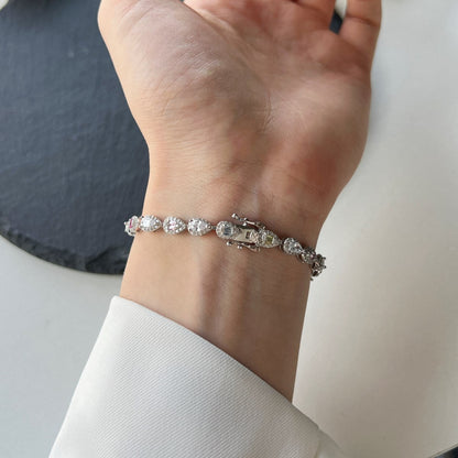 Anyco Bracelet Multicolored Pear Fruit Shape Rainbow Stones S925 Silver Fine Jewelry Colorful Zircons Tennis Bracelets For Women-Bracelets-PEROZ Accessories