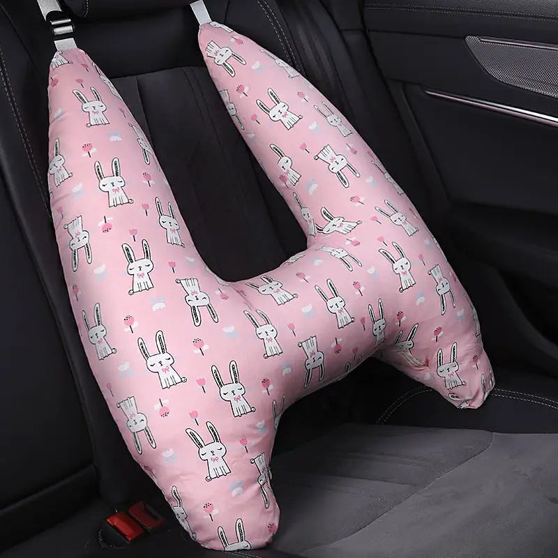 Anypack Car Travel Pillow UShape Pink Rabbit Pattern Children Travel Pillow Cushion for Car Seat, Safety Neck Pillow for Kids-Neck Pillow-PEROZ Accessories