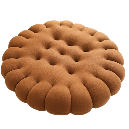 Anyhouz Plush Pillow Dark Brown Round Biscuit Shape Stuffed Soft Pillow Seat Cushion Room Decor-Pillow-PEROZ Accessories