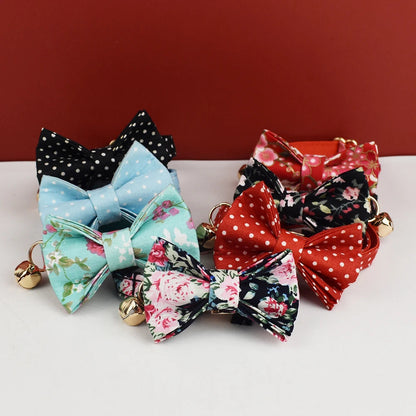 AnyWags Cat Collar Dotted Light Blue Bow Small with Safety Buckle, Bell, and Durable Strap Stylish and Comfortable Pet Accessor-Cat Supplies-PEROZ Accessories