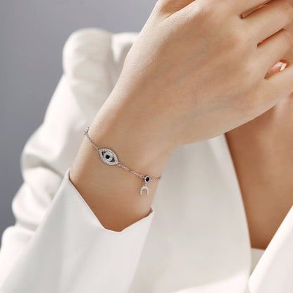 Anyco Bracelet High Quality Women Luxury Gold Plated Diamond Bracelet Jewelry Blue Stone Eyes Bracelets For Women-Bracelets-PEROZ Accessories