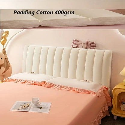 Anyhouz Headboard Cover Off White Short Plush Super Soft Smooth Quilted Velvet Bed Back Dust Protector Cover 190x70cm-Bed Headboard-PEROZ Accessories