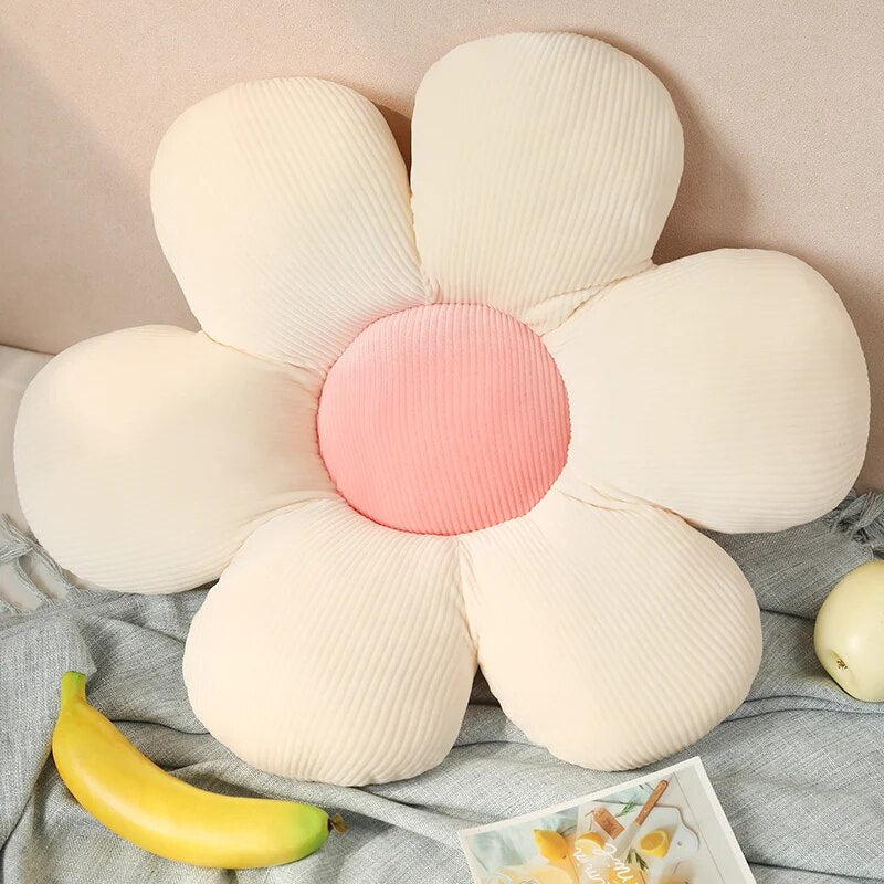 Anyhouz Plush Pillow White Pink Flower Shape Stuffed Soft Pillow Seat Cushion Room Decor 50-55cm-Pillow-PEROZ Accessories