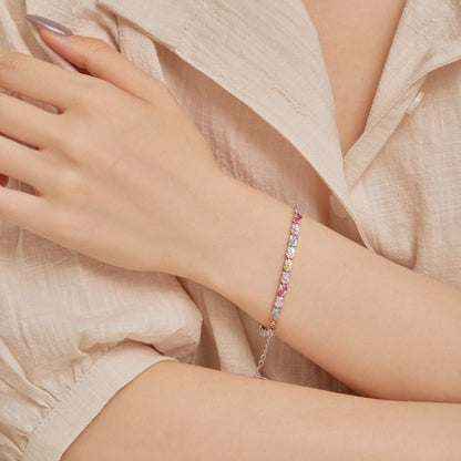 Anyco Bracelet Custom Cuban Chain Link 925 Silver Men Women Bracelet Jewelry Iced Out Fully Rainbow Cz Diamond Tennis Bracelets-Bracelets-PEROZ Accessories