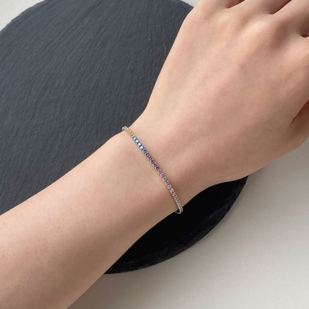 Anyco Bracelet Elegant Rainbow Color Cubic Zirconia Wholesale Fine Jewelry Bracelets Women S925 Sterling Silver Tennis Bracelet-Bracelets-PEROZ Accessories