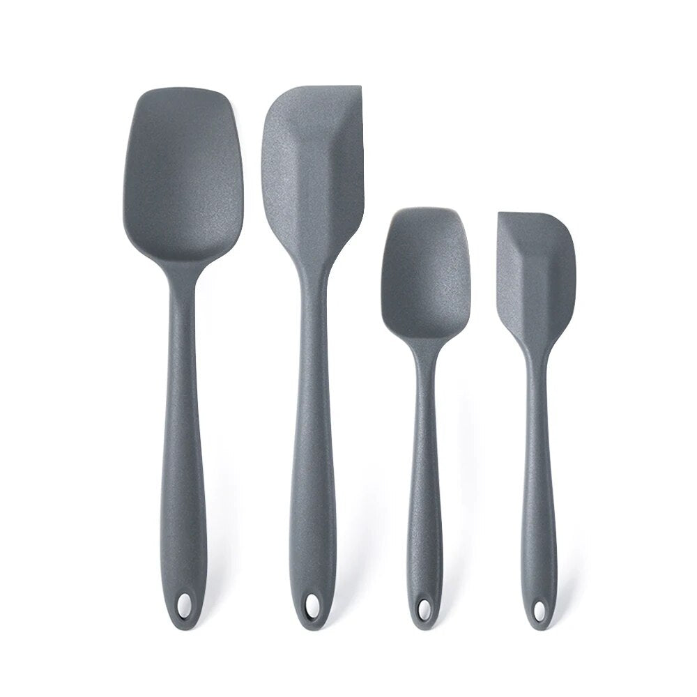 Anygleam Silicone Grey Seamless Spatula 4 Set Kitchen Accessories Baking Utensil Kit Bread Cake Mixing Tools Cooking Scraper Heat Resistant-Spatula and Shovel-PEROZ Accessories