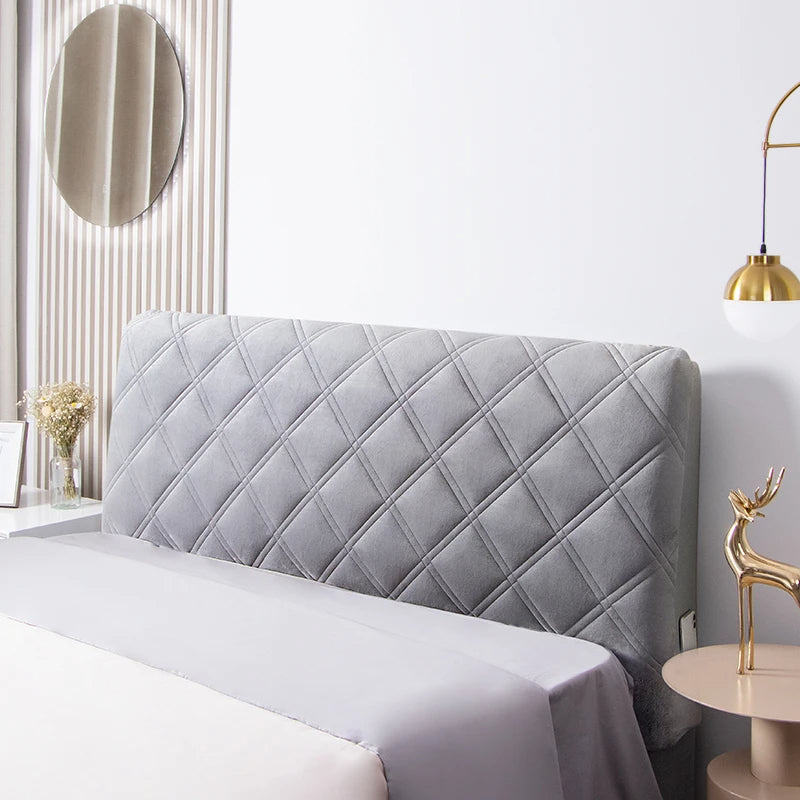 Anyhouz Headboard Cover Dark Gray Criss Cross Pattern Super Soft Smooth Quilted Velvet Bed Back Dust Protector Cover 140x70cm-Bed Headboard-PEROZ Accessories