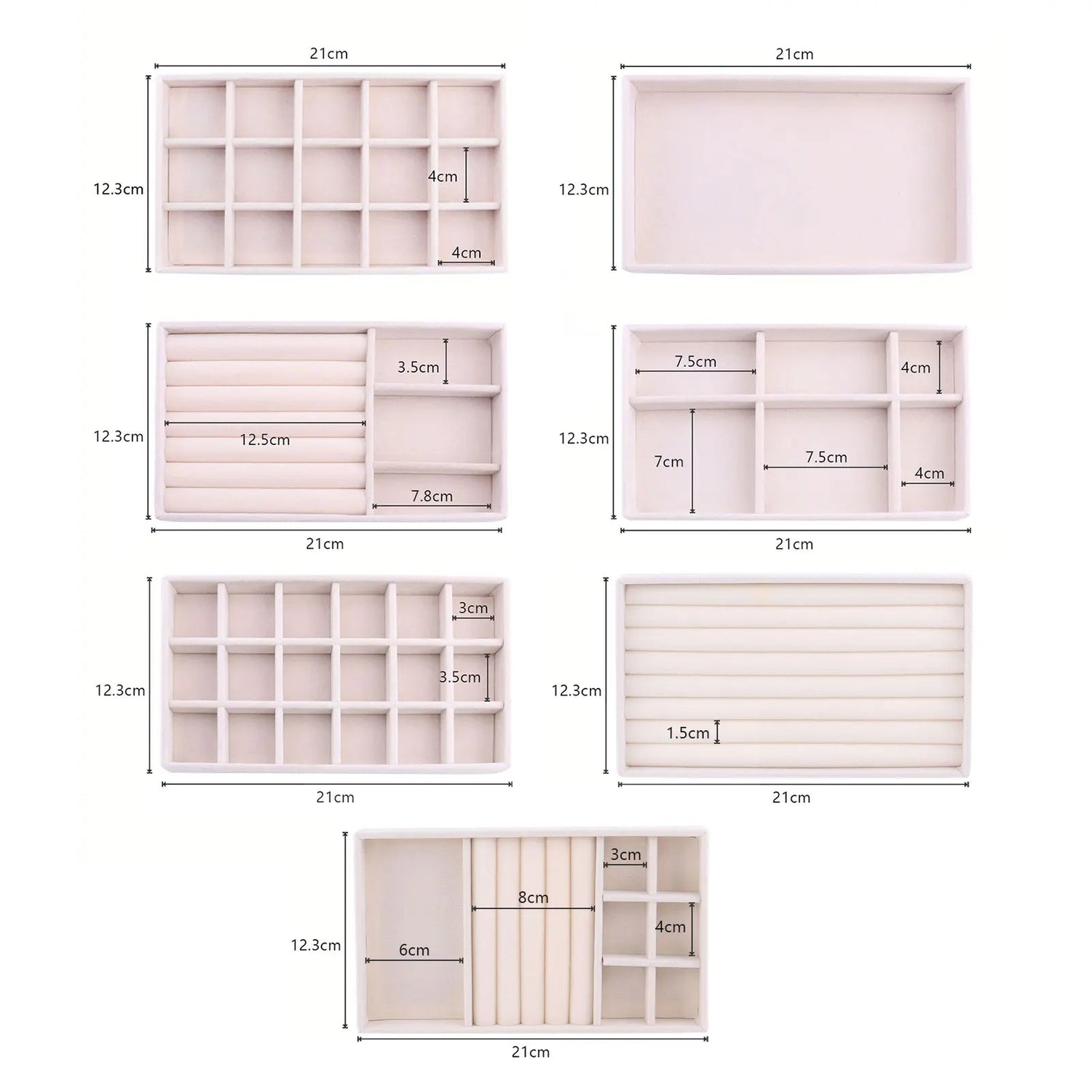 Anyhouz Jewelry Storage Grey Design E Display Tray Drawer Storage Jewellery Holder For Ring Earrings Necklace Bracelet-Jewellery Holders &amp; Organisers-PEROZ Accessories