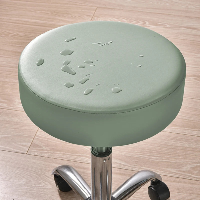 Anyhoux Barstool Cushion Cover Light Grey Elastic Bands Slipcover for Swivel Chair Barstool Washable PU Leather Cushion Cover-Chair Cover-PEROZ Accessories