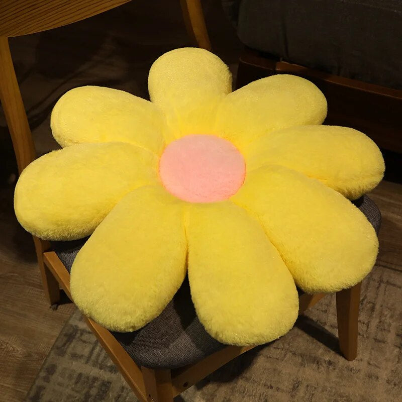 Anyhouz Plush Pillow Yellow Pink Flower Shape Stuffed Soft Pillow Seat Cushion Room Decor 80cm-Pillow-PEROZ Accessories