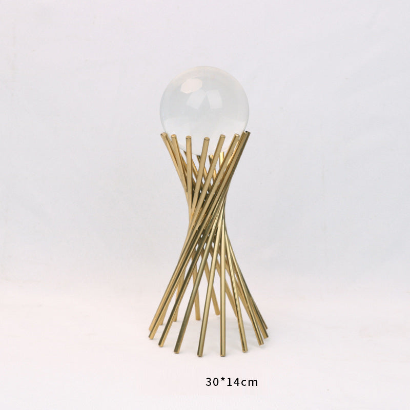 Anyhouz 30cm Crystal Ball Tabletop Home Decor Modern Art Living Room Display House Decorative Crafts Metal Ornaments-Tabletop Decor-PEROZ Accessories