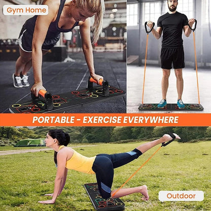 Anyfit Push Up Board With Rope 14 In 1 Push-Up Stands Portable Multifunction Foldable Workout Home Gym Equipment-Exercise &amp; Fitness-PEROZ Accessories