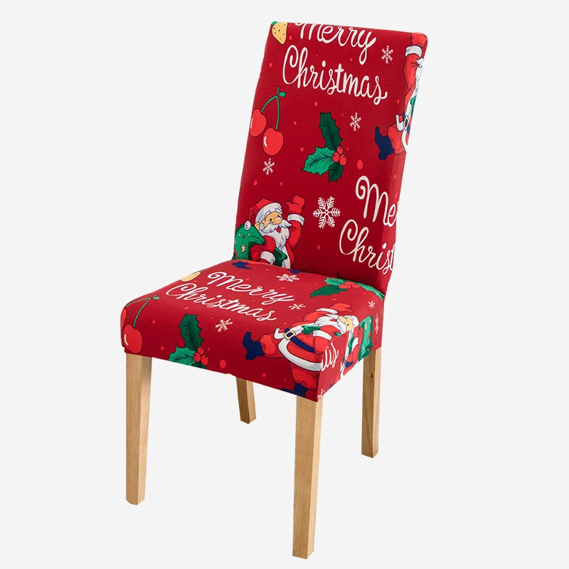 Anyhouz Chair Cover Red Big Cheery Santa Design with Anti-Dirt and Elastic Material for Dining Room Kitchen Wedding Hotel Banquet Restaurant-Chair Cover-PEROZ Accessories