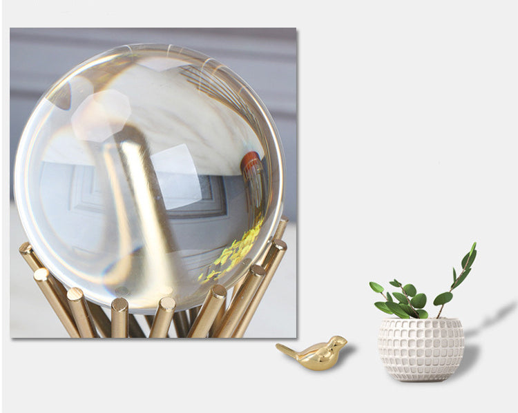 Anyhouz 30cm Crystal Ball Tabletop Home Decor Modern Art Living Room Display House Decorative Crafts Metal Ornaments-Tabletop Decor-PEROZ Accessories